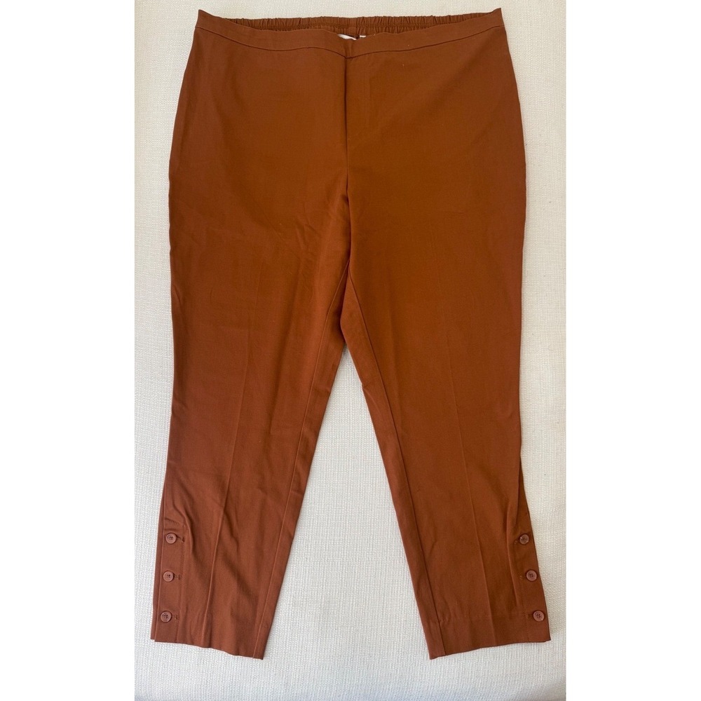 Isaac Mizrahi Live Pants Womens 22W Brown Ankle Button Hem Excellent